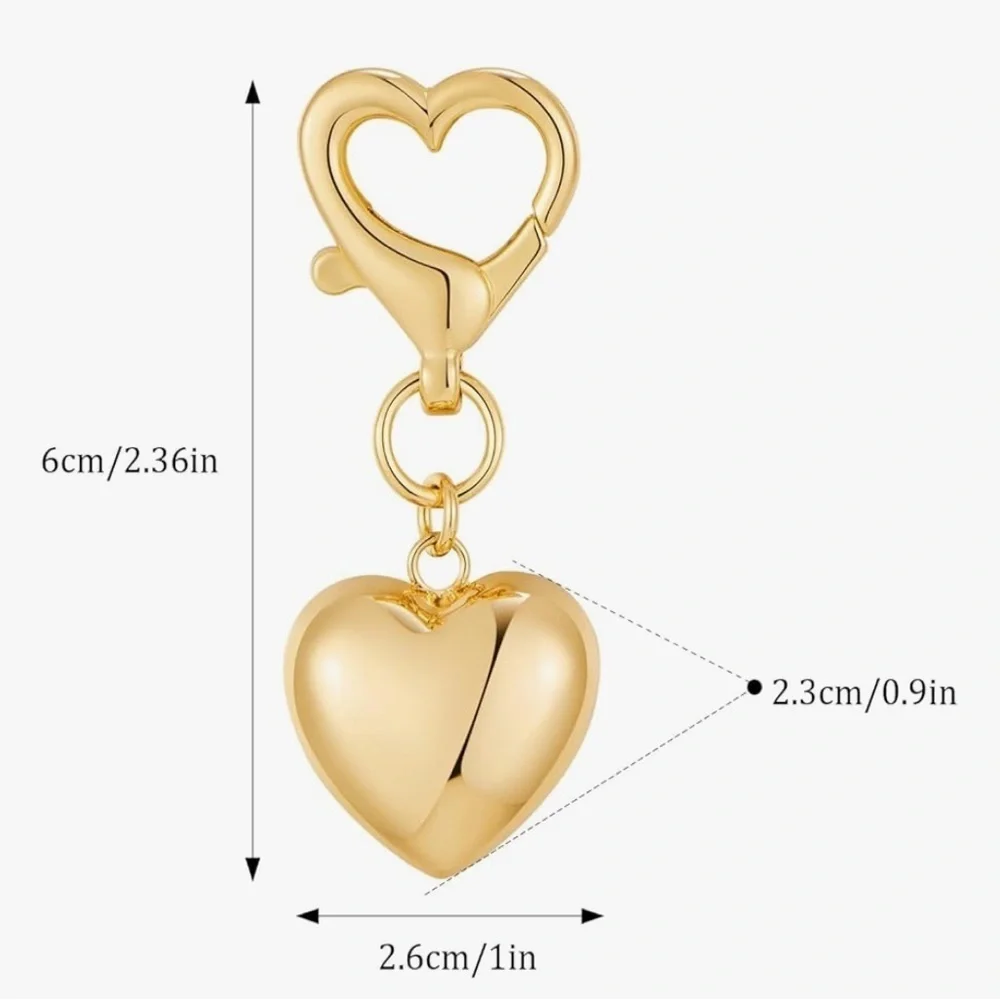Gold Heart purse charm clip Keychain dainty and cute
